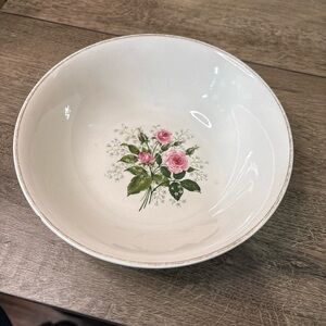 7.5" Bowl Rose Decal Gold Trim Unknown Maker One Small Nick Pictures 3&4